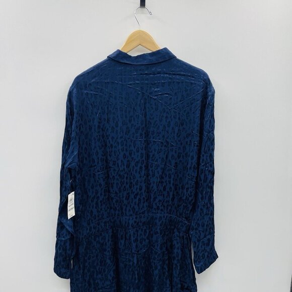 On 34th Womens Size XL Satin Animal-Print Jacquard Jumpsuit in Intrepid Blue $79 - Picture 6 of 8